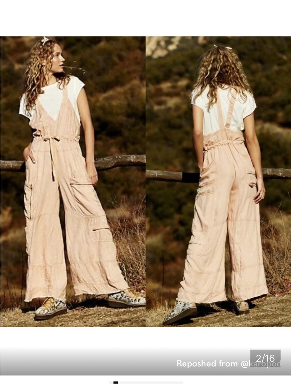 Wide-Leg Utility Jumpsuit in Light Pink